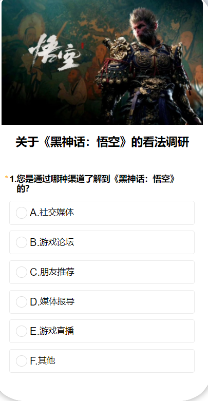 关于《黑神话：悟空》的看法调研